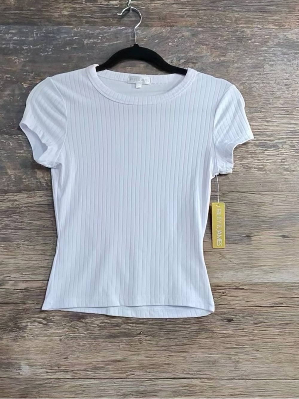 Riley James Classic White Ribbed Short Sleeve Tee